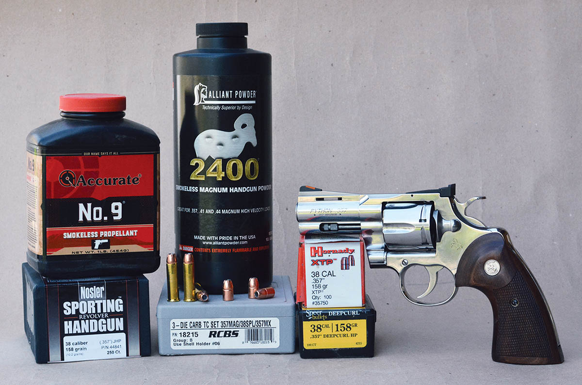 Brian developed handload data using select components for top accuracy and overall performance in the Colt Python with a 3-inch barrel.